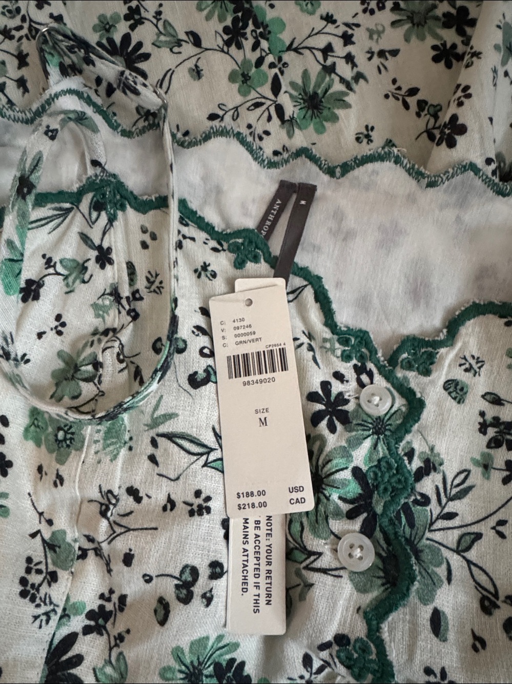 NWT Anthropologie Linen Cotton Drop Waist Midi Floral Adjustable Strap Dress - Picture 12 of 12